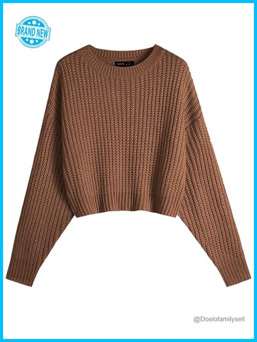 Women's Batwing Sleeve Cropped Knit Pullover Sweater Crew Neck